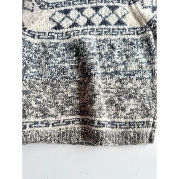 Vintage Black White Marled Wool Ecuador Nepal Scandi Sweater, Size XL - Picture 9 of 13